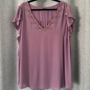 Torrid Purple Embroidered Blouse